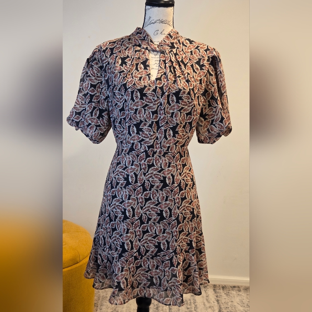 Thml Black And Brown Leaf Pattern Mini Dress, Siz… - image 2